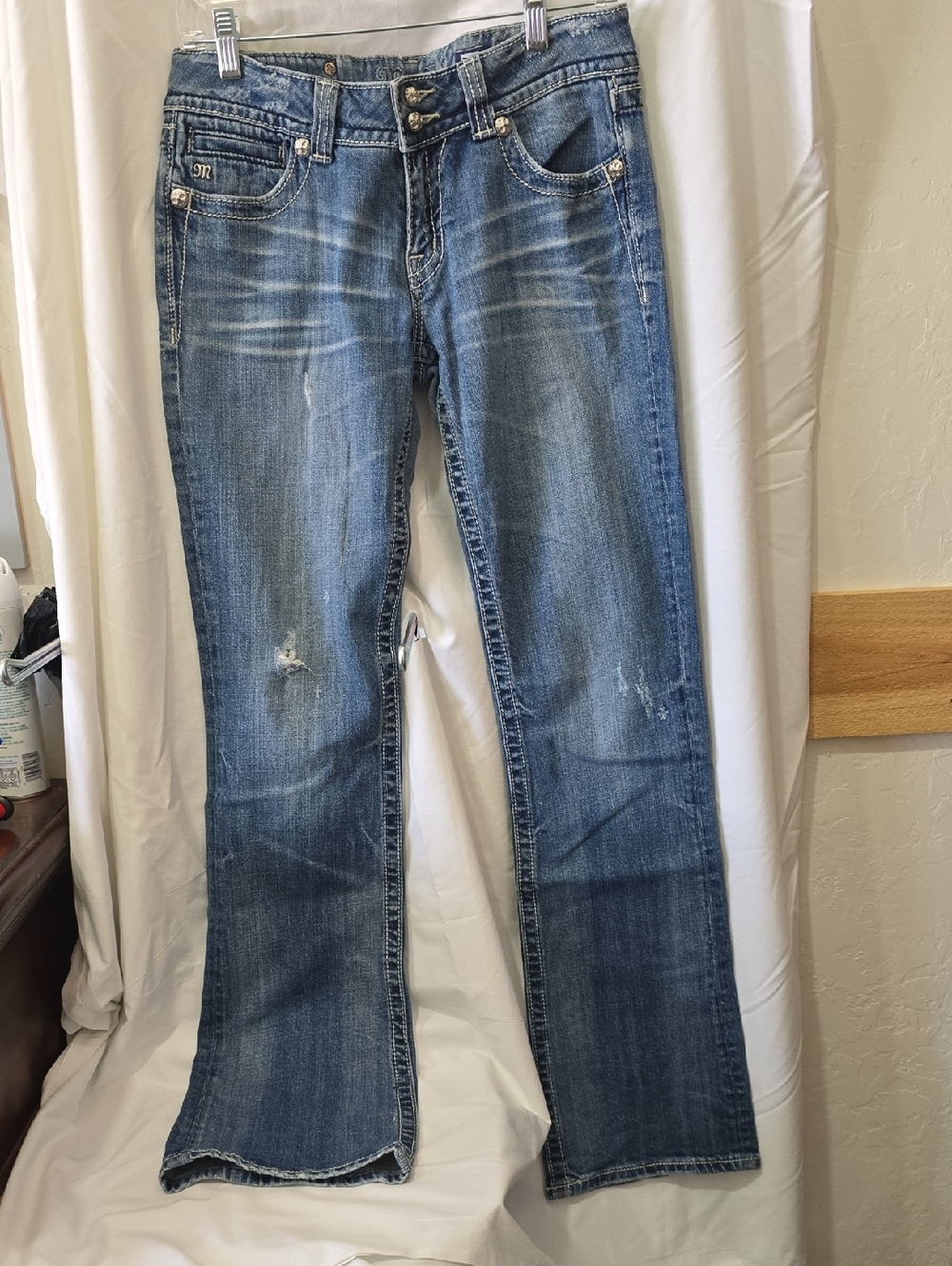 Miss Me Medium Blue Bootcut Distressed Jeans